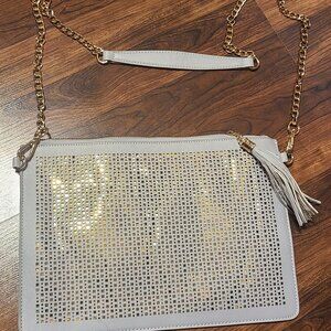 Mud Pie Gray Crossbody Large Clutch Bag